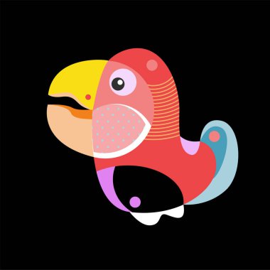 Vektör İllüstrasyon Renkli Kuş. İllüstrasyon Logo, desen, arka plan, baskı, kumaş, web sitesi, açılış sayfası ve dekorasyon için kullanabilirsiniz. - Vektör