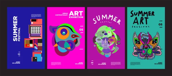 Sommerfestival Kunst Und Kultur Buntes Illustrationsposter Illustration Für Sommer Event — Stockvektor