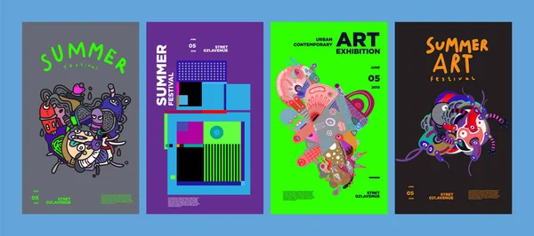Summer Festival Art and Culture Colorful Illustration Poster. Illustration for Summer, event, website, landing page, promotion, flyer, digital and print. - Vector