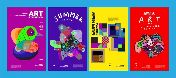 Sommerfestival Kunst Und Kultur Buntes Illustrationsposter Illustration Für Sommer Event — Stockvektor