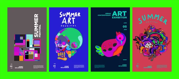 Festival Été Art Culture Illustration Colorée Affiche Illustration Pour Été — Image vectorielle