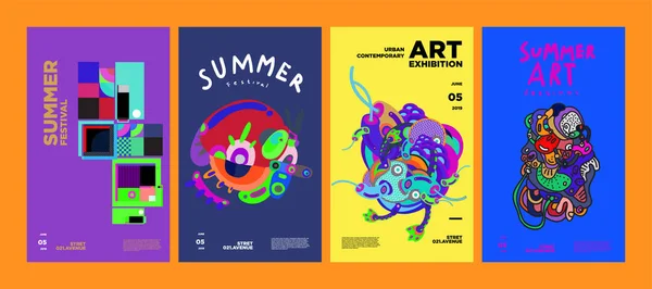 Sommerfestival Kunst Und Kultur Buntes Illustrationsposter Illustration Für Sommer Event — Stockvektor