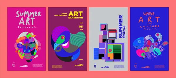 Καλοκαιρινό Φεστιβάλ Τέχνης Και Πολιτισμού Πολύχρωμο Αφίσα Εικονογράφησης Εικονογράφηση Για — Διανυσματικό Αρχείο
