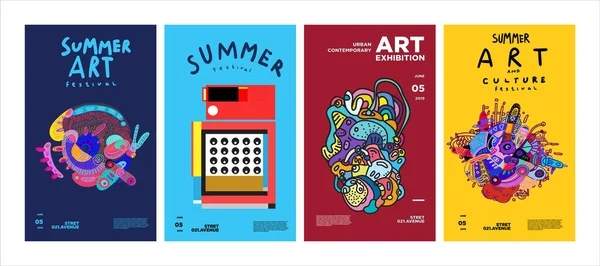 Sommerfestival Kunst Und Kultur Buntes Illustrationsposter Illustration Für Sommer Event — Stockvektor