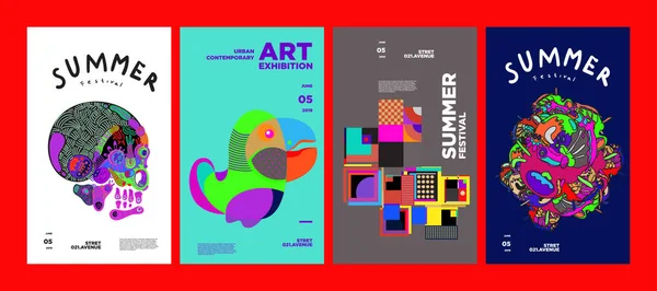 Sommerfestival Kunst Und Kultur Buntes Illustrationsposter Illustration Für Sommer Event — Stockvektor