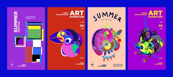 Літній Фестиваль Мистецтва Культури Барвистий Ілюстраційний Плакат Ілюстрація Літа Подія — стоковий вектор
