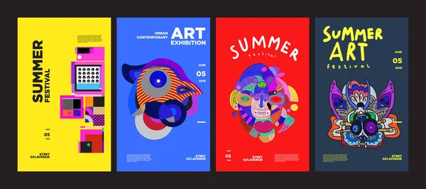 Sommerfestival Kunst Und Kultur Buntes Illustrationsposter Illustration Für Sommer Event — Stockvektor