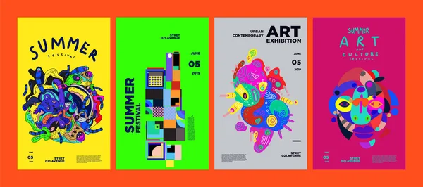 Sommerfestival Kunst Und Kultur Buntes Illustrationsposter Illustration Für Sommer Event — Stockvektor