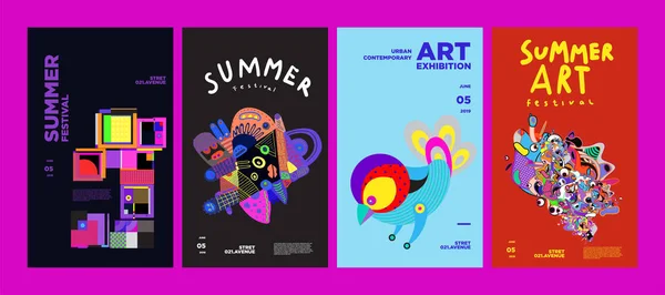 Sommerfestival Kunst Und Kultur Buntes Illustrationsposter Illustration Für Sommer Event — Stockvektor