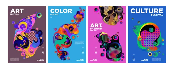 Kunst Kultur Und Mode Buntes Illustrationsposter Abstract Illustration Für Festival — Stockvektor