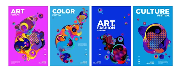 Sztuka Kultura Moda Kolorowy Plakat Ilustracji Streszczenie Ilustracji Festiwal Wystawa — Wektor stockowy