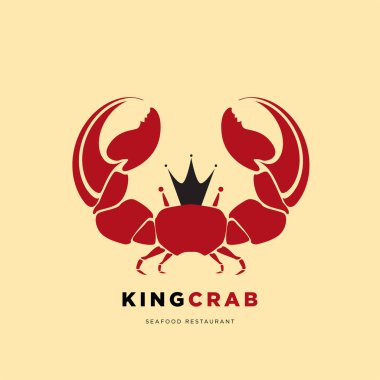 Düz tarzda vektör minimalist kral yengeç kurumsal logotipi