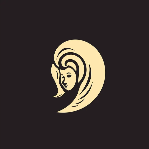 Διάνυσμα Μινιμαλιστικό Θηλυκό Κεφάλι Εταιρικό Λογότυπο Επίπεδη Στυλ — Διανυσματικό Αρχείο