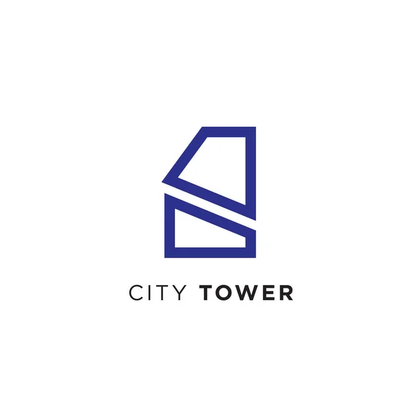 Vettoriale Minimalista Città Torre Logotipo Aziendale Stile Piatto — Vettoriale Stock