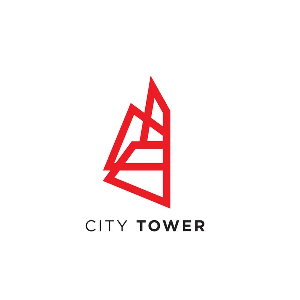 Vettoriale Minimalista Città Torre Logotipo Aziendale Stile Piatto — Vettoriale Stock
