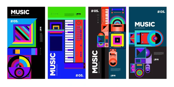 Vector Set Van Muziek Gebeurtenis Poster Ontwerpsjablonen — Stockvector