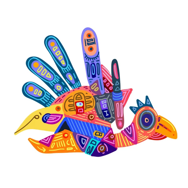 Ilustração Vetorial Ornamento Étnico Colorido Abstrato Desenho Mão Máscara Ornamento — Vetor de Stock