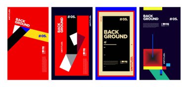 Dergi için Kapak ve Poster Tasarım Şablonu. Kapak, kitap, sosyal medya hikayesi ve Sayfa Düzeni Tasarımı için Tipografi ile Trendy Soyut Renkli Geometrik ve Eğri Vektör İllüstrasyon Kolaj.