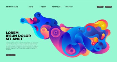 Modern Renkli İniş sayfası Soyut Akışkan Arkaplan Şablonu. Renkli web sitesi arka planında Dalga Sıvısı şekli