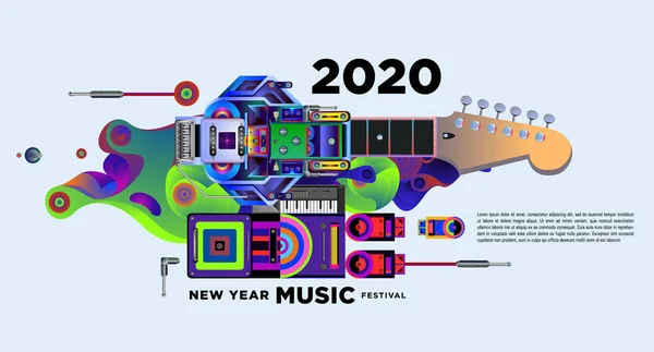 Müzik Festivali Llüstrasyon Tasarım 2020 Yeni Yıl Partisi Olay Için — Stok Vektör