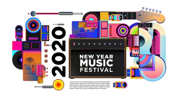 Design Ilustrações Festival Música Para Festa Ano Novo Evento 2020 —  Vetores de Stock