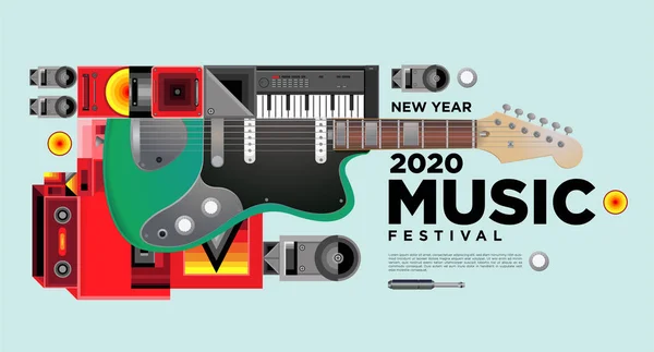 Festival Musique Illustration Design Pour 2020 Nouvel Fête Événement Illustration — Image vectorielle