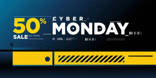 Cyber Segunda Feira Venda Banner Fundo Azul Moderno Cyber Monday —  Vetores de Stock