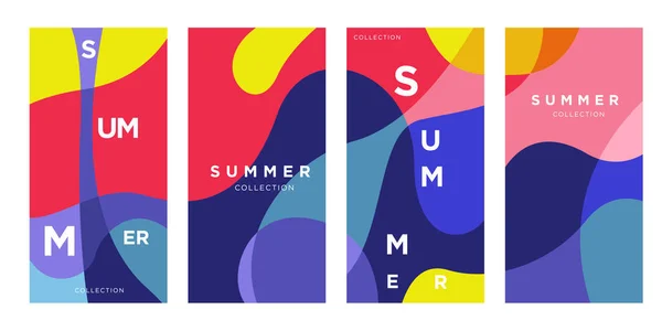 Vector Abstract Colorful Fluid Summer Background Collection — Stock Vector