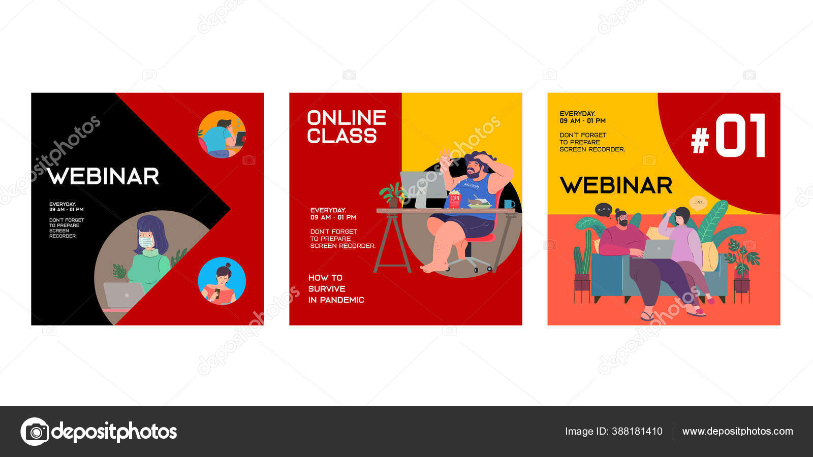 Vector Illustration Webinar Design Layout Online Class — Stock Vector