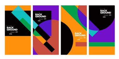 Sancak ve sosyal medya hikayesi için vektör renkli soyut geometrik arkaplan