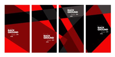 Sancak ve sosyal medya hikaye şablonu, besleme, poster, kapak, broşür, baskı vs. için vektör kırmızı ve siyah soyut geometrik çizgi şekil arkaplan