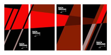 Sancak ve sosyal medya hikaye şablonu, besleme, poster, kapak, broşür, baskı vs. için vektör kırmızı ve siyah soyut geometrik çizgi şekil arkaplan