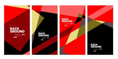 Sancak ve sosyal medya hikaye şablonu, besleme, poster, kapak, broşür, baskı vs. için vektör kırmızı ve siyah soyut geometrik çizgi şekil arkaplan