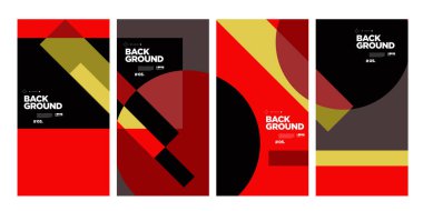 Sancak ve sosyal medya hikaye şablonu, besleme, poster, kapak, broşür, baskı vs. için vektör kırmızı ve siyah soyut geometrik çizgi şekil arkaplan