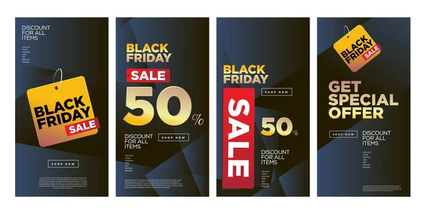 Black Friday Vendas Modelo Design Banner Desconto Para História Mídia — Vetor de Stock