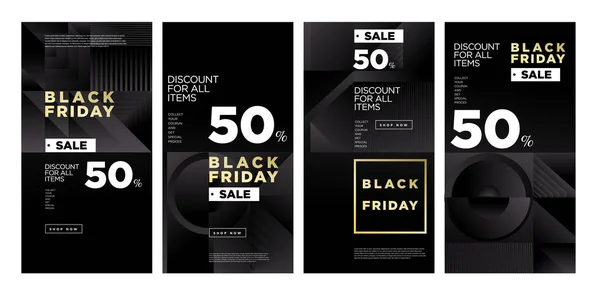Black Friday Vendas Modelo Design Banner Desconto Para História Mídia — Vetor de Stock