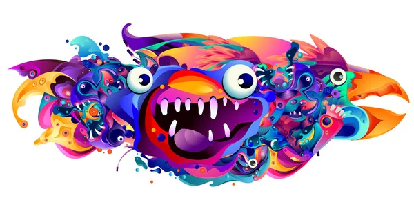 Vector Abstract Cartoon Doodle Monster Colorful Illustration Liquid Fluid Abstract — Stock Vector