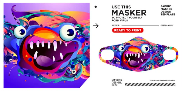 Masker Design Template Dummy Mockup Stunning Colorful Pattern Illustration — Stock Vector