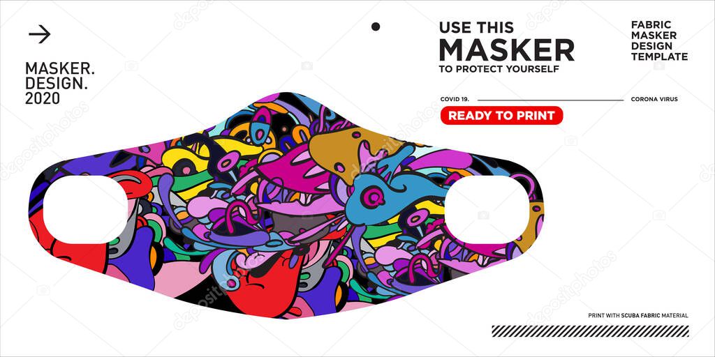 Download Masker Design Template And Dummy Mockup With Stunning And Colorful Pattern Illustration 409912000 Larastock