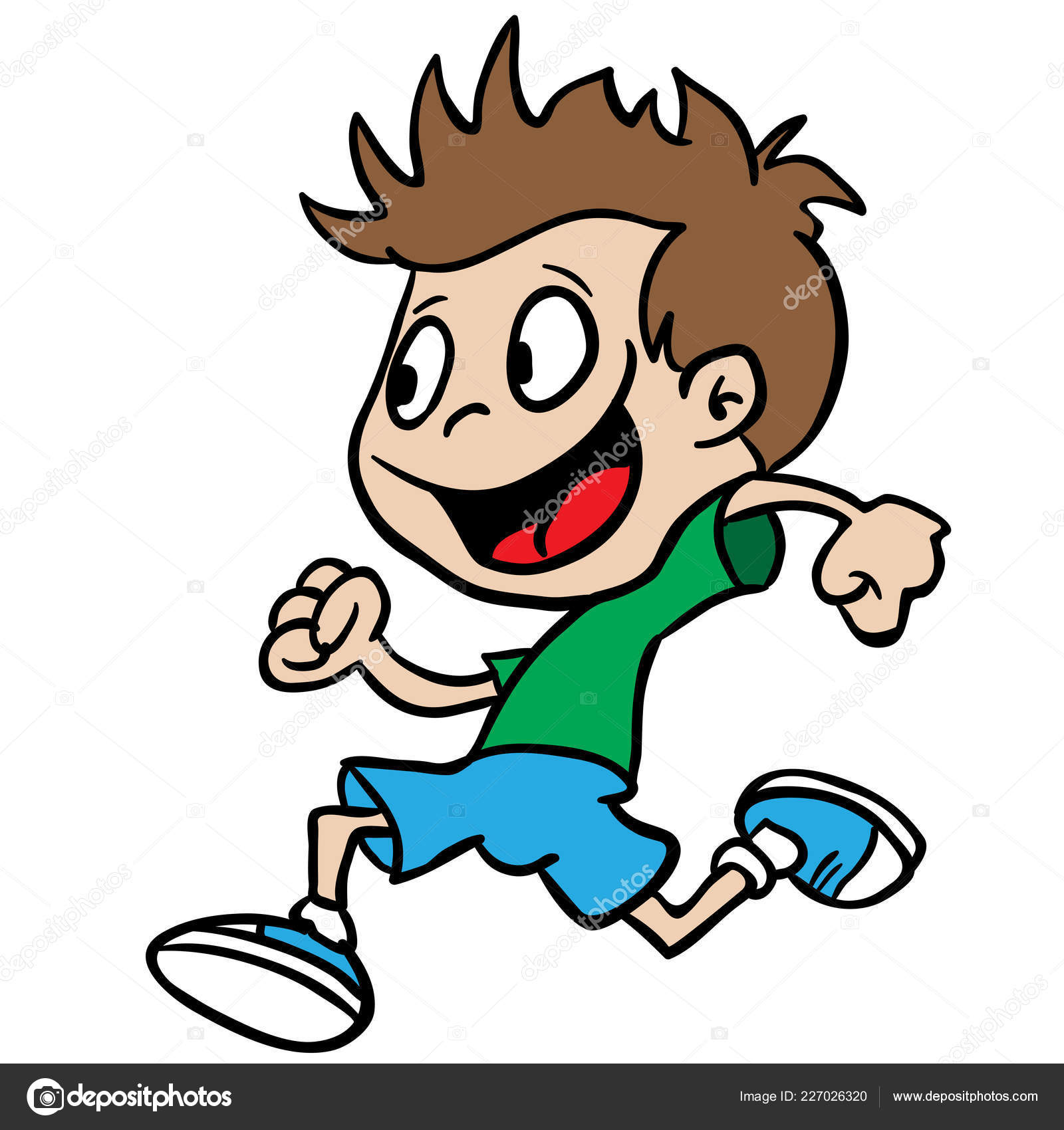 Boy Running Cartoon Isolated White Stock Vector Image by ©ainsel #227026320