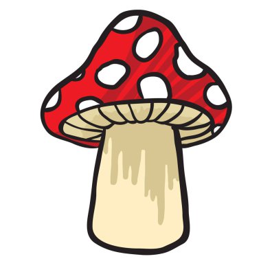 mantar çizgi film illüstrasyon izole beyaz