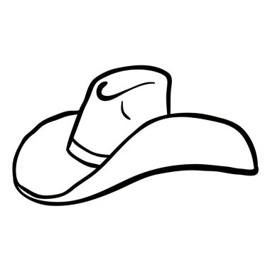 siyah ve beyaz kovboy şapkası çizgi film illüstrasyon