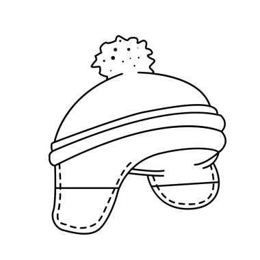 siyah ve beyaz yün şapka çizgi film