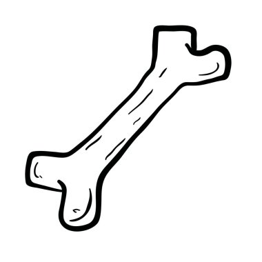 basit siyah beyaz serbest çizilmiş karikatür kemik