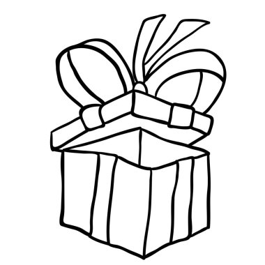siyah ve beyaz hediye kutusu ile şerit çizgi film doodle
