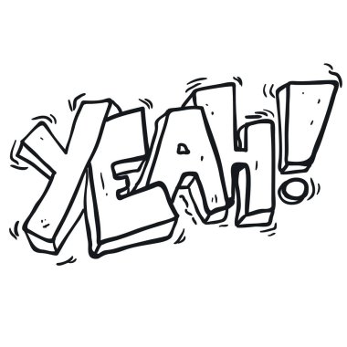 basit siyah beyaz Evet! serbest çizilmiş karikatür Not illüstrasyon