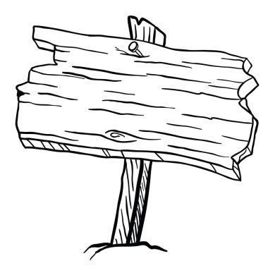 boş tahta işaret illüstrasyon beyaz izole karikatür