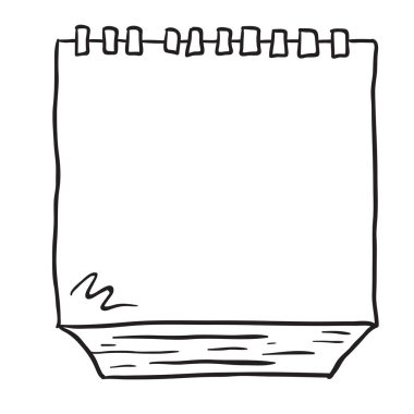 basit siyah beyaz serbest çizilmiş karikatür not defteri