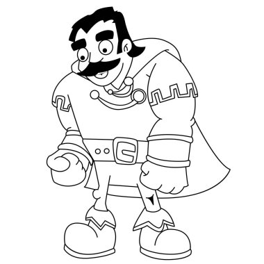 bir cape karikatür ile siyah beyaz adam