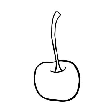 basit siyah beyaz serbest çizilmiş karikatür kiraz